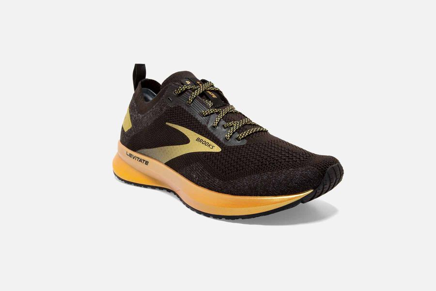 Brooks Running Shoes - Levitate 4 Road Womens - Black/Gold - TOF-425081